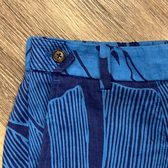 J.Crew blue linen tropical palm shorts size 4 - Picture 3 of 8